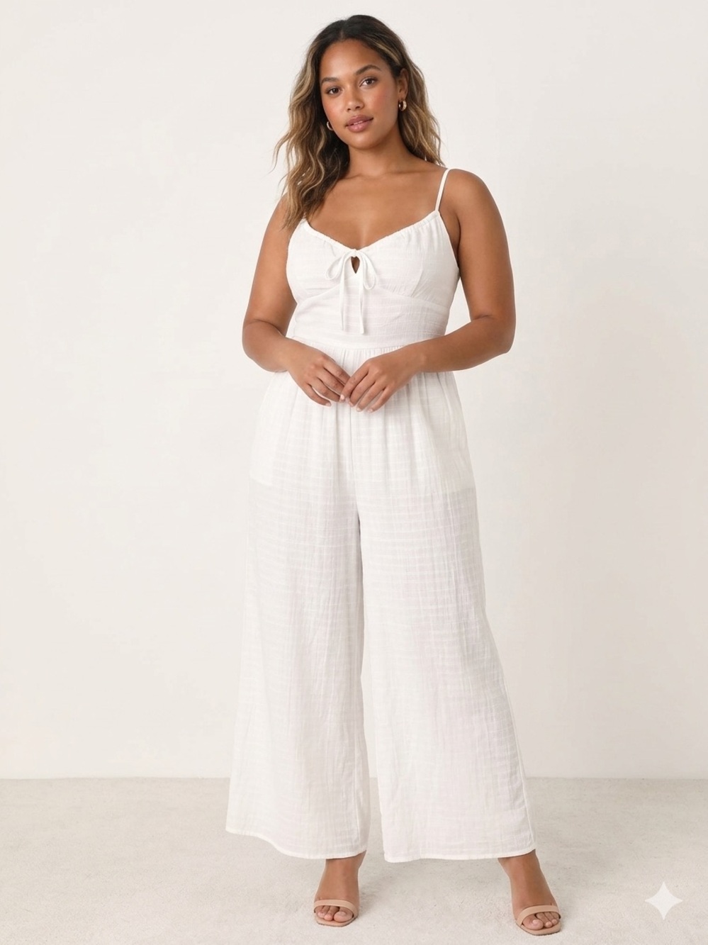 Lulu's White Wide-Leg Jumpsuit with Tie Front - Size L - NWT